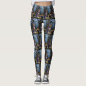 Basenji Hond grillig Halloween schilderij Leggings (Voorkant)
