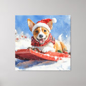 Basenji Hond in Sledge Laat het Sneeuw Kerstmis Canvas Afdruk (Voorkant)