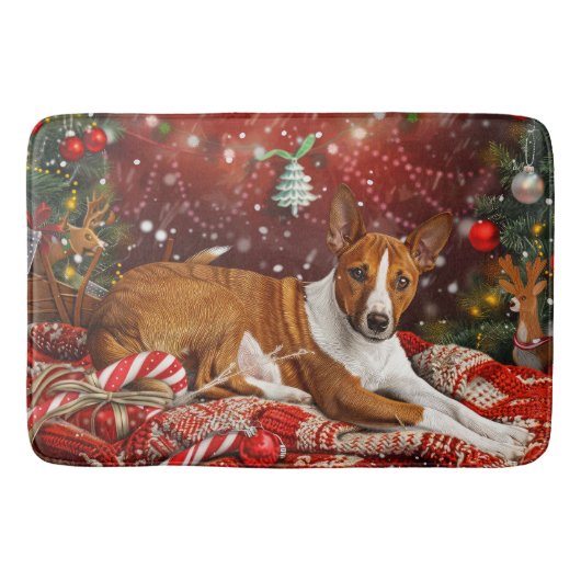 Basenji Hond Kerstfeest Badmat (Voorkant)