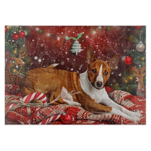 Basenji Hond Kerstfeest Snijplank (Voorkant)