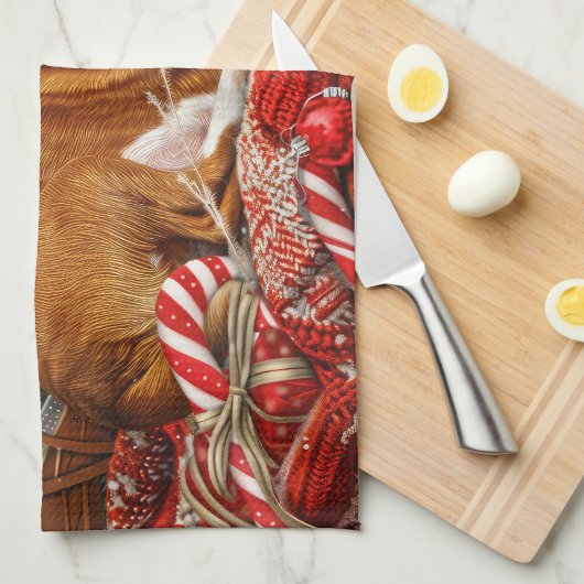 Basenji Hond Kerstfeest Theedoek (Quarter Fold)