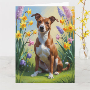 Basenji-hond lente bloemen schilderij  kaart