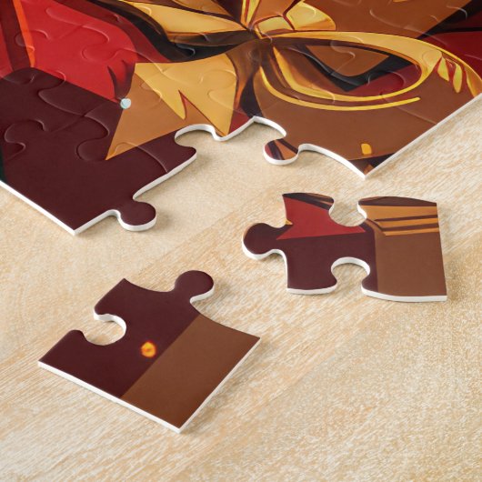 Basenji hond met kerstcadeaus open haard legpuzzel (Zijkant)