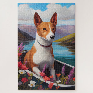 Basenji-hond op een peddel: Een landschappelijk av Legpuzzel