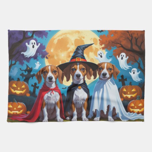 Basenji Honden Pompoen Halloween Grappig Theedoek (Horizontaal)