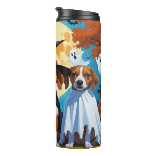 Basenji Honden Pompoen Halloween Grappig Thermosbeker (Geroteerd rechts)