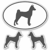 Basenji Hondenras Silhouet Vinyl Sticker Set (Voorkant)