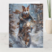 Basenji Hondenrit Motorfiets Kerstmis Kaart (Voorkant)