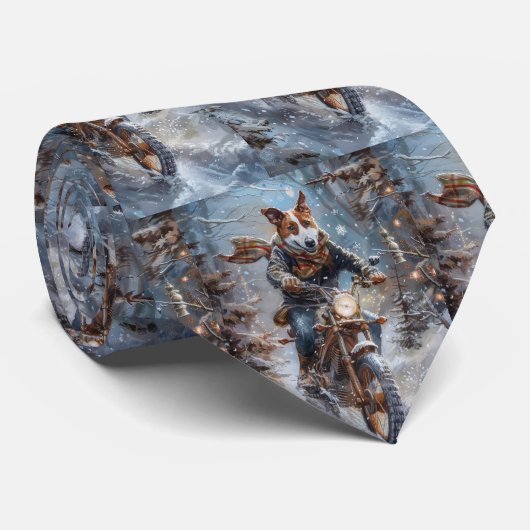 Basenji Hondenrit Motorfiets Kerstmis Stropdas (Opgerold)