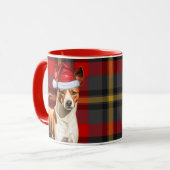 Basenji Hondenvakantie Rood en Groen Geplakt Kerst Mok (Voorkant links)