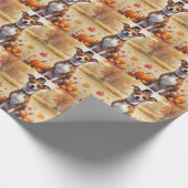 Basenji in de herfst verlaat de Thanksgiving kunst Cadeaupapier (Hoek)