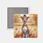 Basenji in de herfst verlaat de Thanksgiving kunst Magneet (Voorkant / Achterkant)