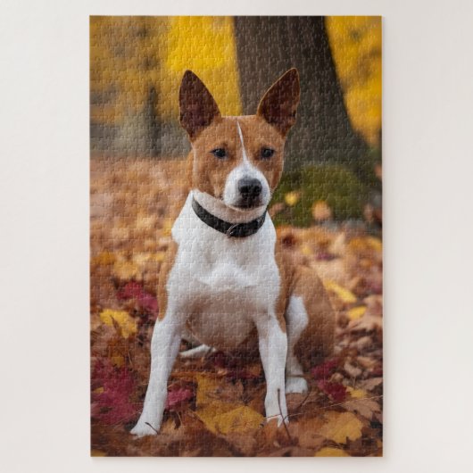 Basenji in Herfst laat Herfst inspireren Legpuzzel (Verticaal)
