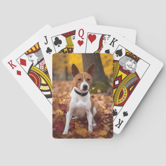 Basenji in Herfst laat Herfst inspireren Pokerkaarten (Achterkant)
