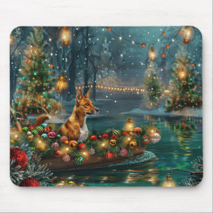 Basenji Kerst Feestelijke Reis Muismat