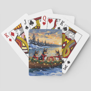 Basenji Kerstboot Vakantie Pokerkaarten