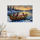 Basenji Kerstboot Vakantie Poster (Keuken)