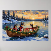 Basenji Kerstboot Vakantie Poster (Voorkant)