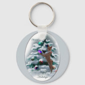 Basenji kerstcadeaus sleutelhanger (Voorkant)