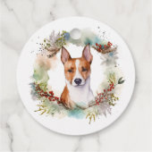 Basenji Kerstkrans feestelijke pup Bedankjes Labels (Achterkant)