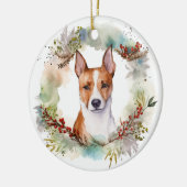 Basenji Kerstkrans feestelijke pup Keramisch Ornament (Links)