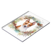 Basenji Kerstkrans feestelijke pup Notitieboek (Linkerzijde)