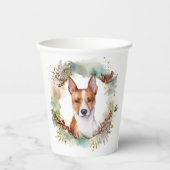 Basenji Kerstkrans feestelijke pup Papieren Bekers (Voorkant)