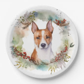Basenji Kerstkrans feestelijke pup Papieren Bordje (Voorkant)