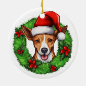 Basenji-kerstkrans Keramisch Ornament (Achterkant)