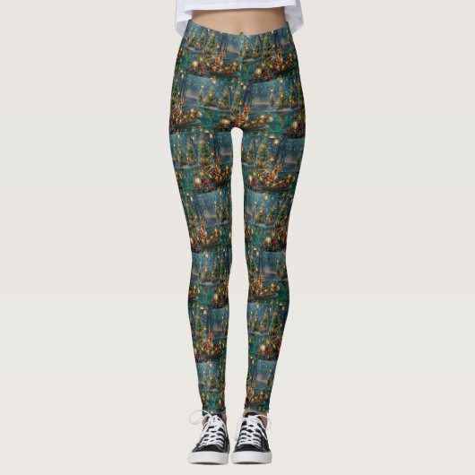 Basenji Kerstvakantie Leggings (Voorkant)