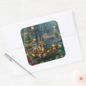 Basenji Kerstvakantie Vierkante Sticker (Envelop)