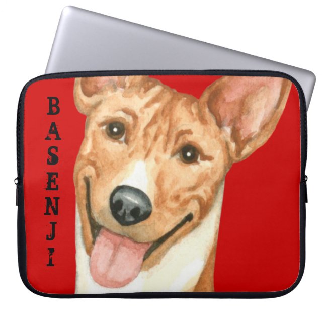 Basenji-kleurenblok Laptop Sleeve (Voorkant)