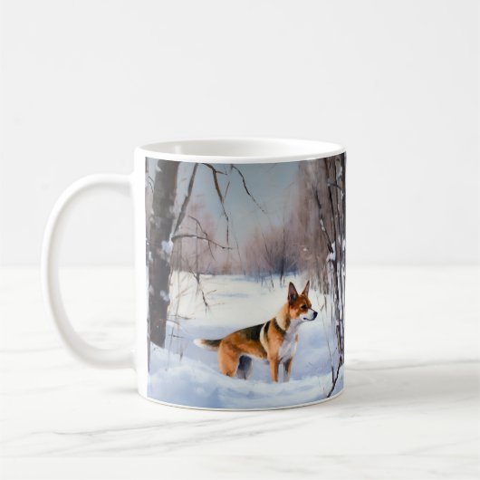 Basenji laat het sneeuwen Kerstmis Koffiemok (Links)