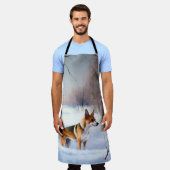 Basenji laat het sneeuwen Kerstmis Schort (Gedragen)