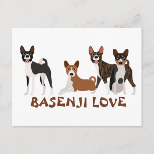 Basenji Love Hondenras Brindle Rood Wit Zwart Tan Briefkaart