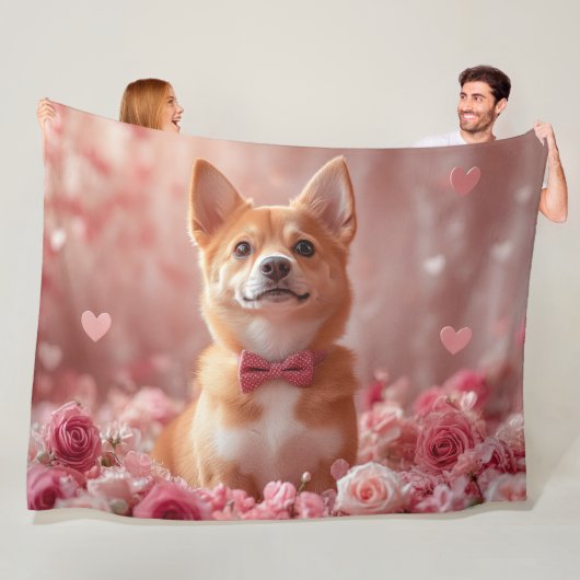 Basenji met rozen - Valentijnsdag Fleece Deken (In situ)