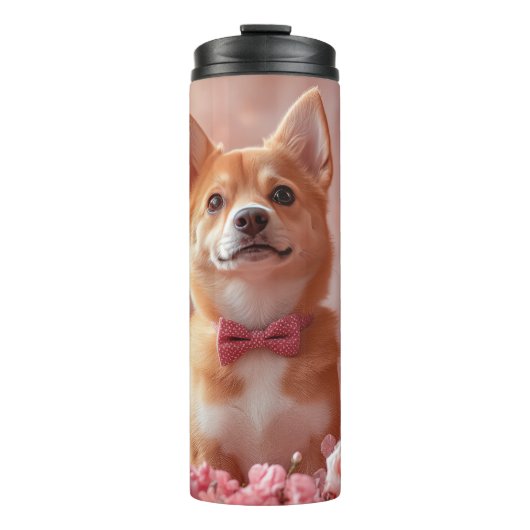 Basenji met rozen - Valentijnsdag Thermosbeker (Voorkant)