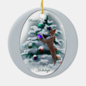 Basenji Ornament met kerstcadeaus (Achterkant)