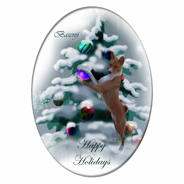 Basenji Ornament met kerstcadeaus Fotobeeldje Ornament (Voorkant)