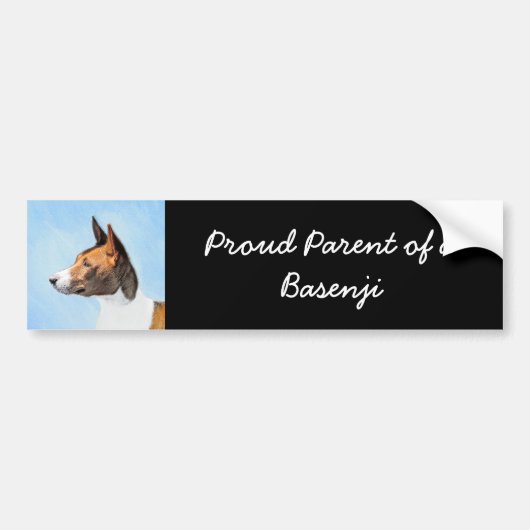Basenji Painting - Cute Original Art Bumpersticker (Voorkant)