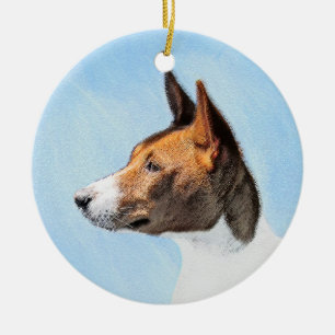 Basenji Painting - Cute Original Art Keramisch Ornament