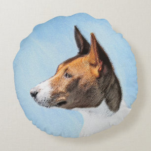 Basenji Painting - Cute Original Art Rond Kussen