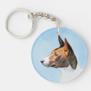 Basenji Painting - Cute Original Art Sleutelhanger