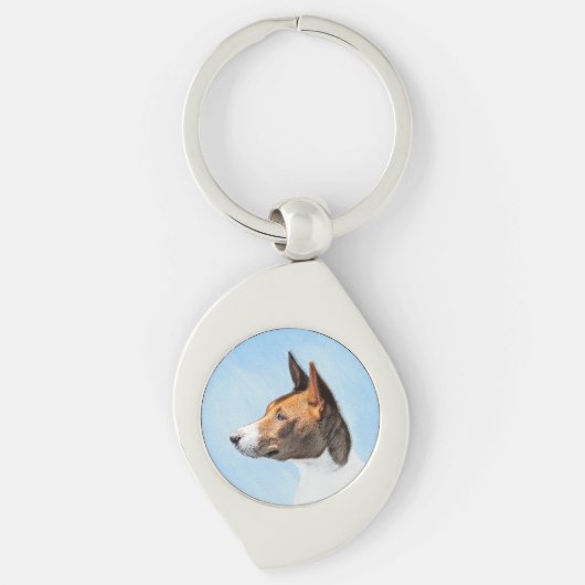 Basenji Painting - Cute Original Art Sleutelhanger (Voorkant)