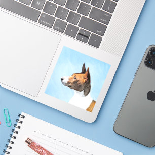 Basenji Painting - Cute Original Art Sticker