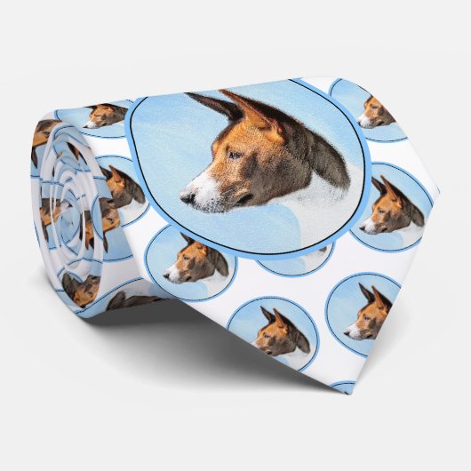 Basenji Painting - Cute Original Art Stropdas (Opgerold)