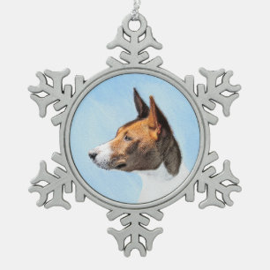 Basenji Painting - Cute Original Art Tin Sneeuwvlok Ornament