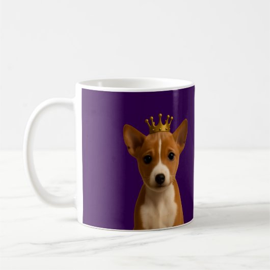 Basenji Puppy in Gold Crown Schattige Koffiemok (Links)