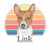 Basenji Retro Sunset Persoonlijke naam Sticker (Voorkant)