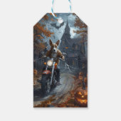 Basenji Riding Motorfiets Halloween Eng Cadeaulabel (Achterkant)